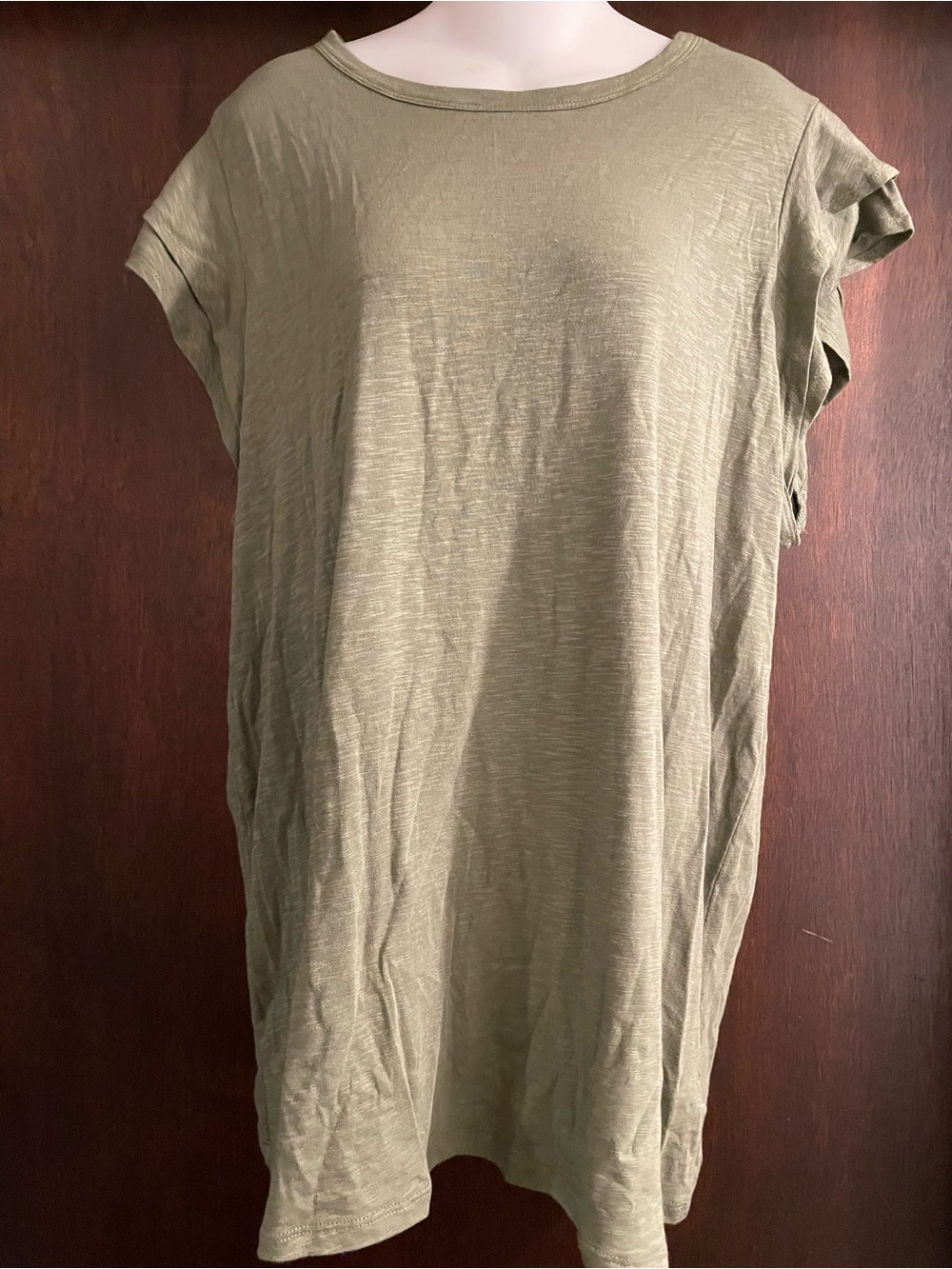 Torrid Brand Women's size 2 Vintage Slub Crew Double Ruffle Sleeve Tee Green